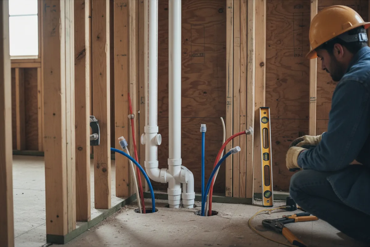 Drain and supply rough-in during Leak Detection in Villanova