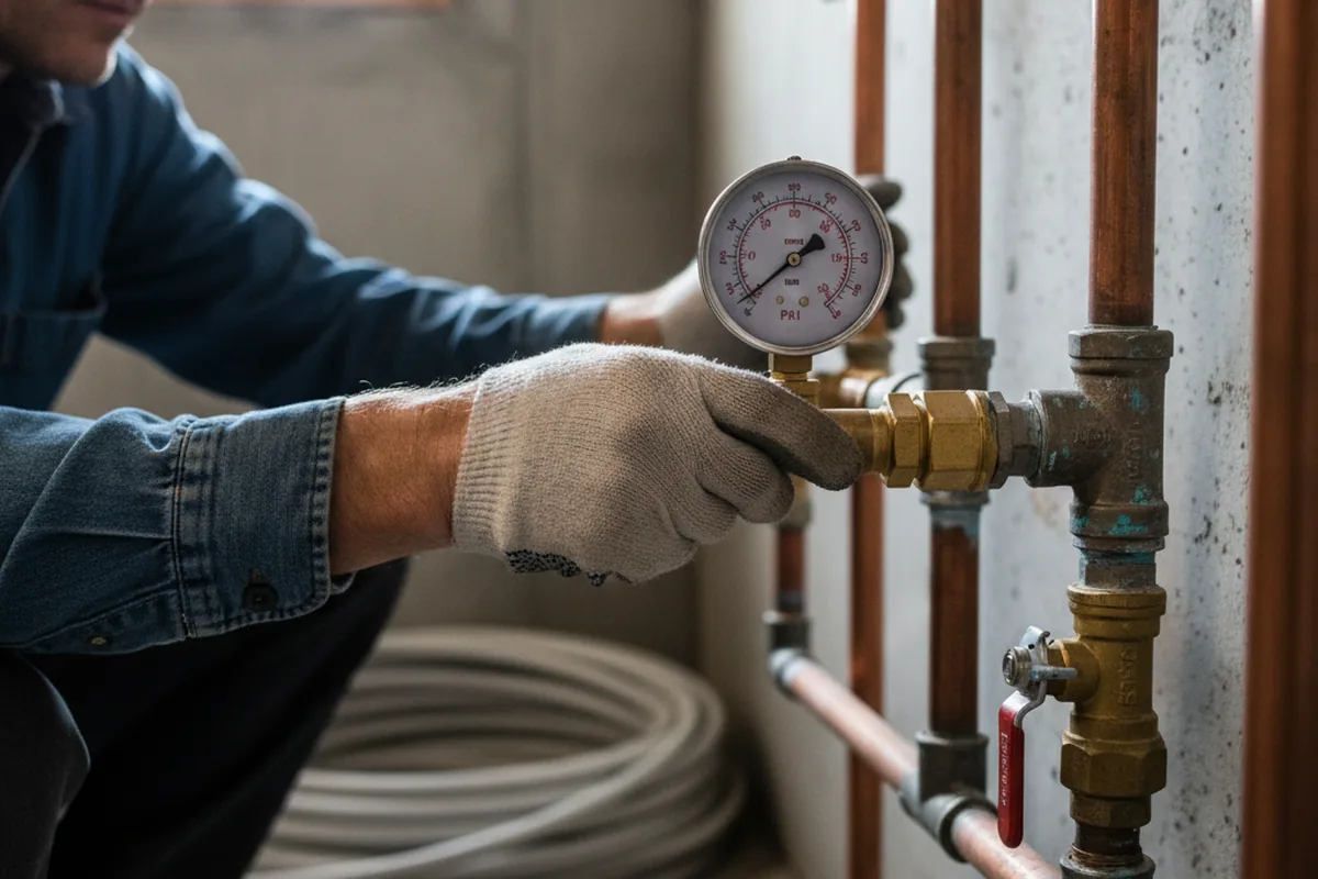 Pressure testing a repaired line during Water Line Repair in Villanova